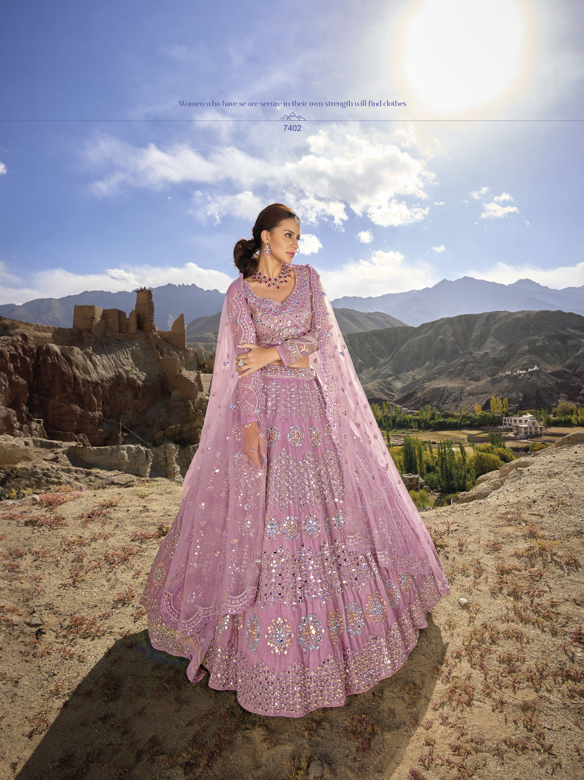 Pretty Light Pink Mirror Work Organza Engagement Wear Lehenga Choli