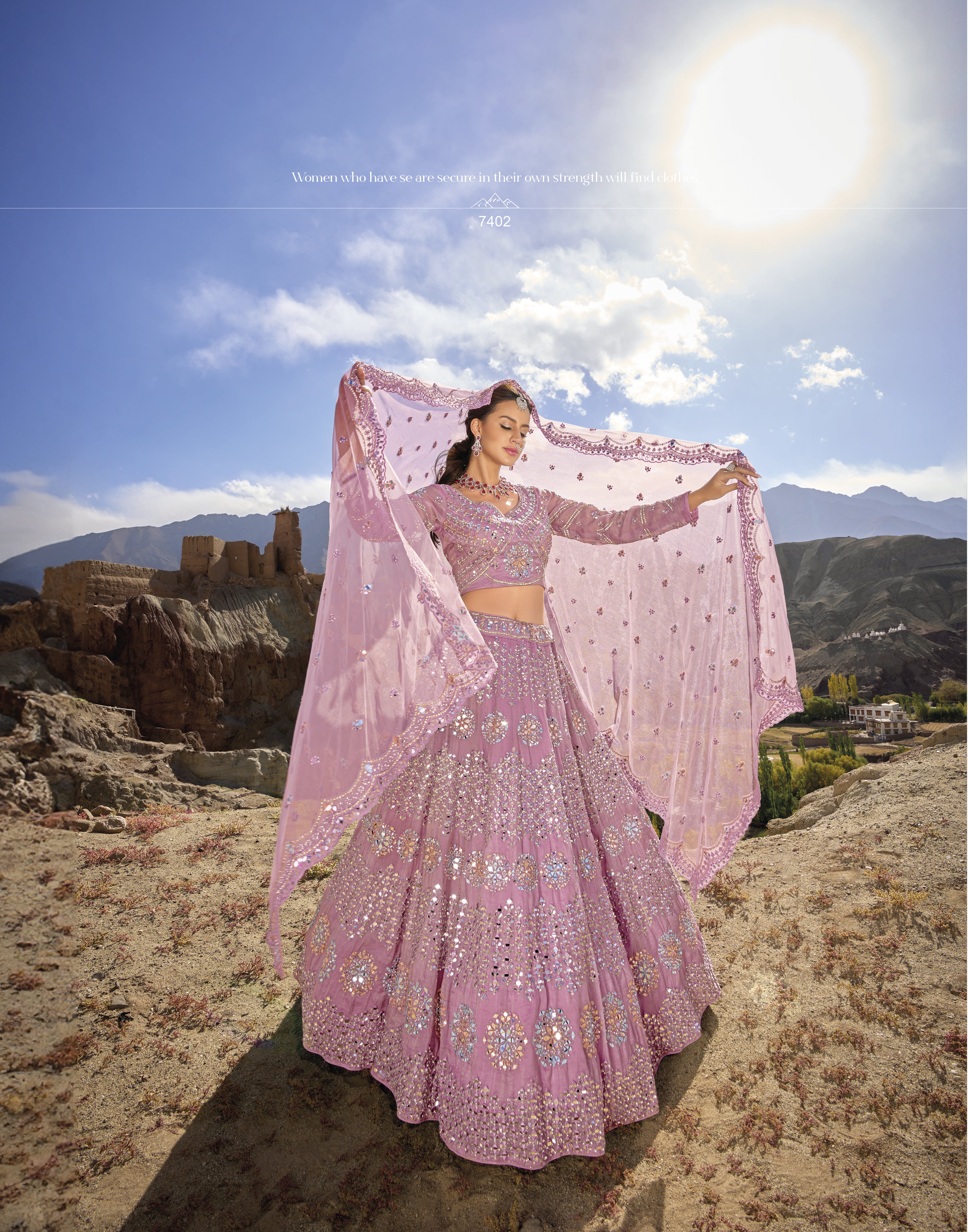 Pretty Light Pink Mirror Work Organza Engagement Wear Lehenga Choli