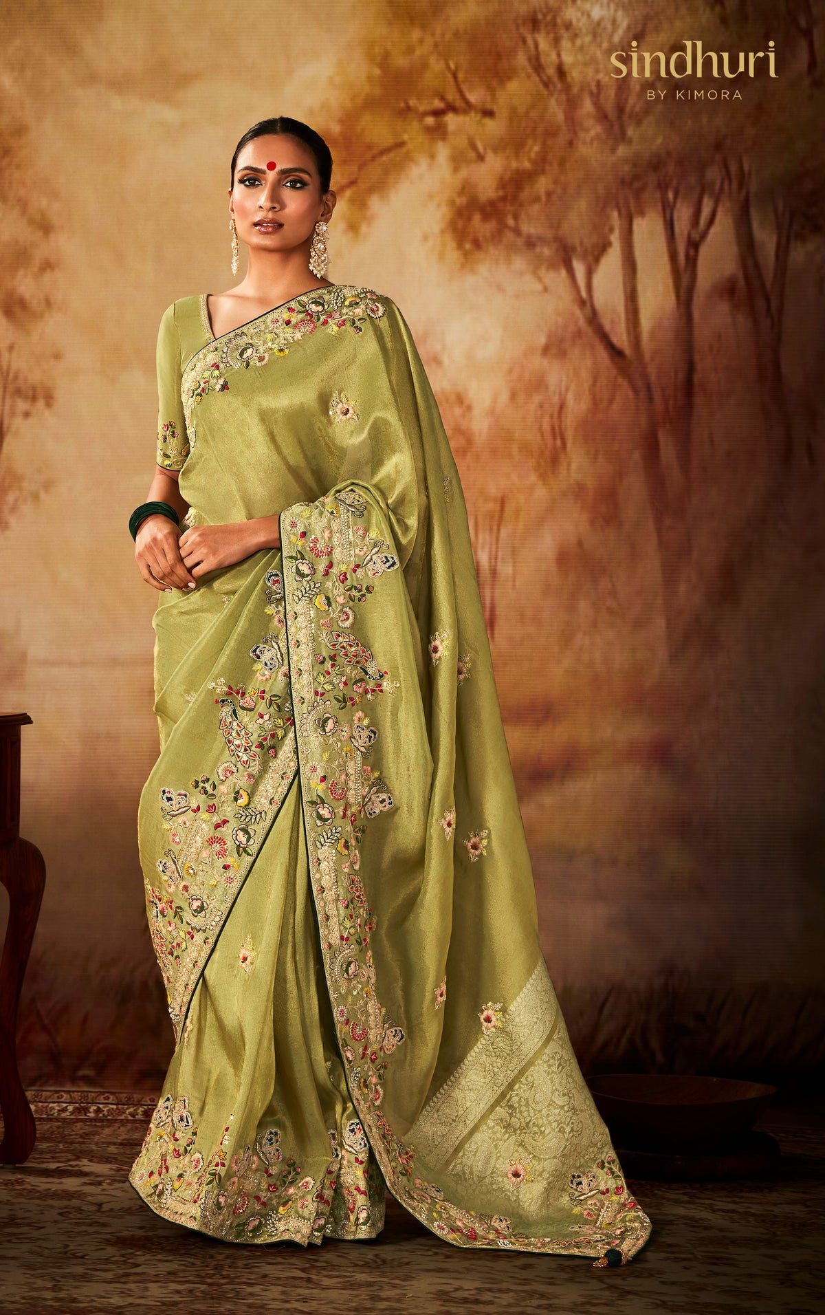 Green Banarasi Kanjivaram Fabric Weaving  Pallu With Heavy Work On Saree